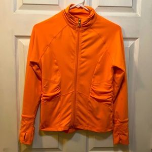 Women’s XS Calvin Klein Orange Zip Up Jacket With Thumb Holes Performance